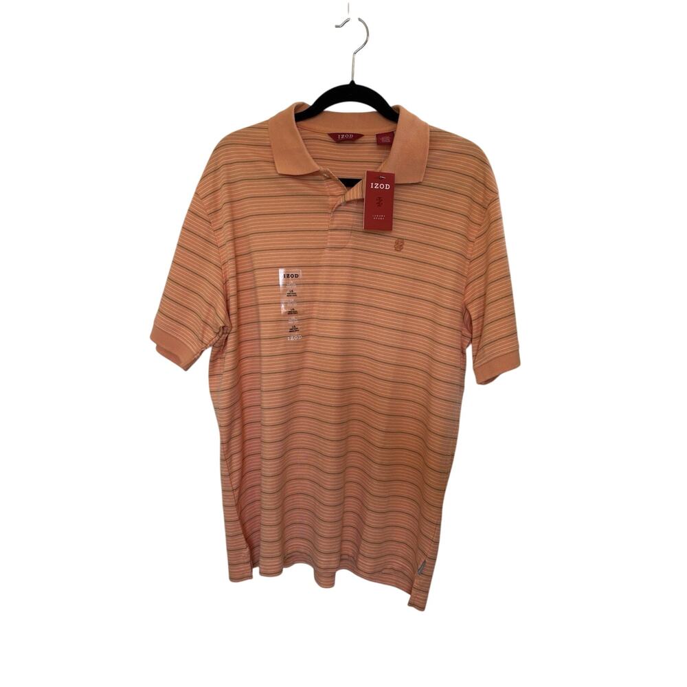 NWT IZOD | Luxury Sport Polo Men’s Large Golf Polo Orange Striped Gift for Him
